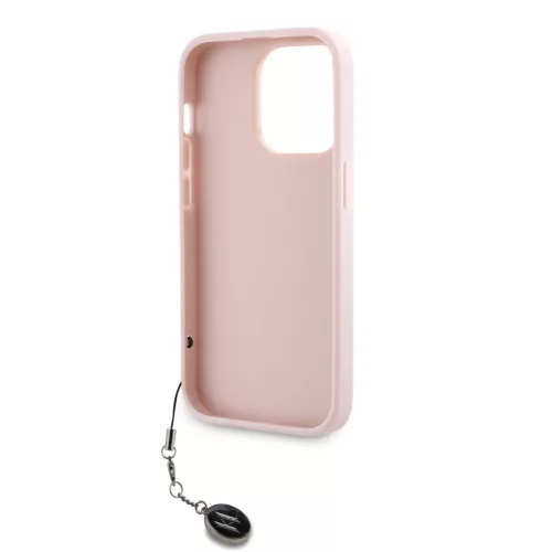 Karl Lagerfeld PU Saffiano Rhinestone Charm tok iPhone 14 Pro Max készülékhez rózsaszín