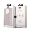 Karl Lagerfeld PU Saffiano Rhinestone Charm tok iPhone 14 Pro Max készülékhez rózsaszín