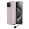 Karl Lagerfeld PU Saffiano Rhinestone Charm tok iPhone 15 készülékhez rózsaszín
