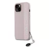 Karl Lagerfeld PU Saffiano Rhinestone Charm tok iPhone 15 készülékhez rózsaszín