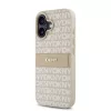 DKNY PU Leather Repeat Pattern Tonal Stripe tok iPhone 16 Plus készülékhez rózsaszín