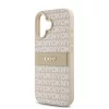 DKNY PU Leather Repeat Pattern Tonal Stripe tok iPhone 16 Plus készülékhez rózsaszín