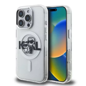   Karl Lagerfeld IML Glitter Karl and Choupette Sketch MagSafe tok iPhone 16 Pro készülékhez átlátszó
