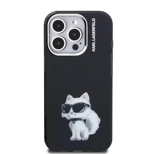Karl Lagerfeld IML Aquarelle Choupette tok iPhone 15 Pro készülékhez fekete