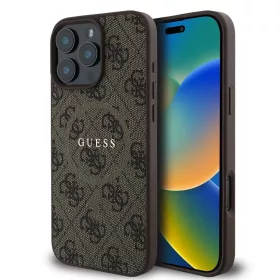  Guess PU bőr 4G Colored Ring MagSafe tok iPhone 16 Pro készülékhez barna