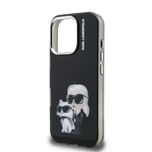 Karl Lagerfeld IML Aquarelle Karl and Choupette tok iPhone 16 Pro készülékhez fekete