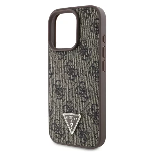 Guess PU 4G Strass Triangle Metal Logo tok iPhone 16 Pro készülékhez barna