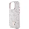 Guess PU 4G Strass Triangle Metal Logo tok iPhone 16 Pro készülékhez rózsaszín