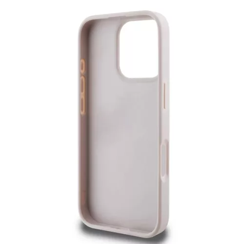 Guess PU 4G Strass Triangle Metal Logo tok iPhone 16 Pro készülékhez rózsaszín