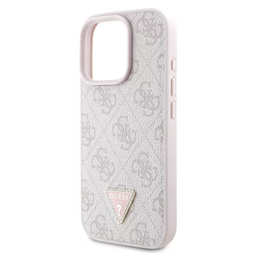 Guess PU 4G Strass Triangle Metal Logo tok iPhone 16 Pro Max készülékhez rózsaszín