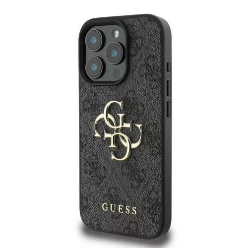 Guess PU 4G Metal Logo tok iPhone 16 Pro készülékhez szürke