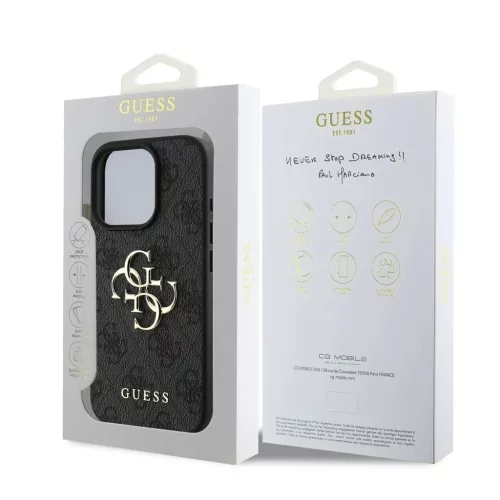 Guess PU 4G Metal Logo tok iPhone 16 Pro készülékhez szürke