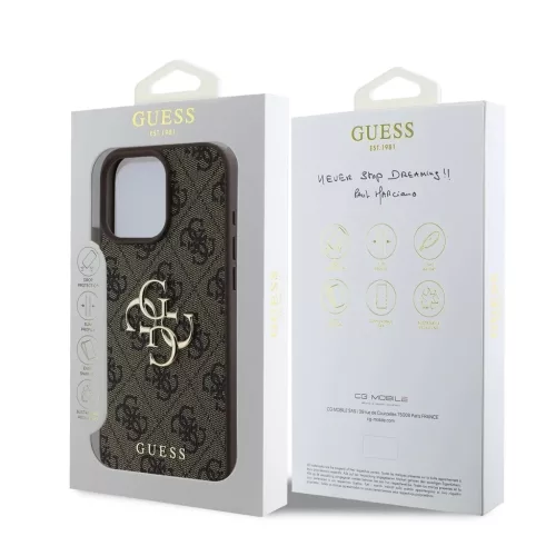 Guess PU 4G Metal Logo tok iPhone 16 Pro készülékhez barna