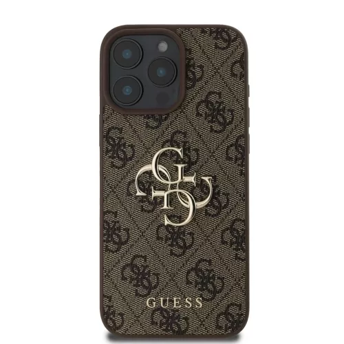Guess PU 4G Metal Logo tok iPhone 16 Pro Max készülékhez barna