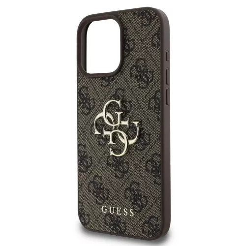 Guess PU 4G Metal Logo tok iPhone 16 Pro Max készülékhez barna
