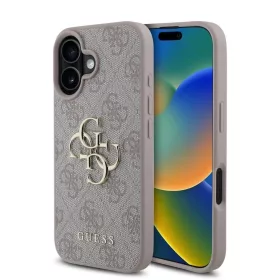   Guess PU 4G Metal Logo tok iPhone 16 készülékhez rózsaszín