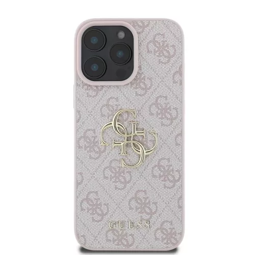 Guess PU 4G Metal Logo tok iPhone 16 Pro készülékhez rózsaszín