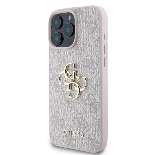 Guess PU 4G Metal Logo tok iPhone 16 Pro készülékhez rózsaszín