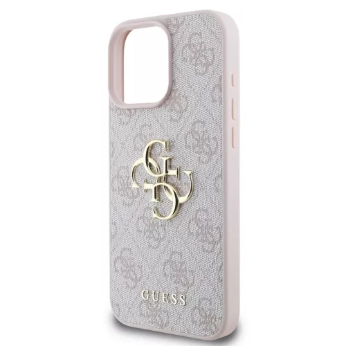 Guess PU 4G Metal Logo tok iPhone 16 Pro készülékhez rózsaszín