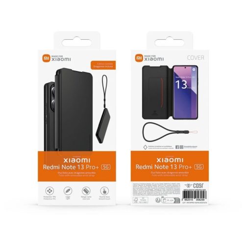 Made for Xiaomi Book Case with Necklace Xiaomi Redmi Note 13 Pro+ 5G készülékhez tok fekete
