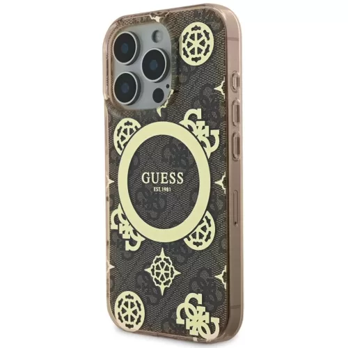 Guess IML 4G Peony MagSafe tok iPhone 16 Pro készülékhez barna