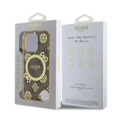 Guess IML 4G Peony MagSafe tok iPhone 16 Pro Max készülékhez barna