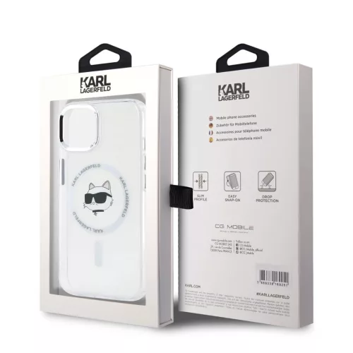 Karl Lagerfeld IML Choupette Head Metal Frame MagSafe tok iPhone 15 készülékhez átlátszó