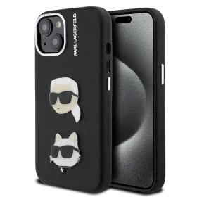   Karl Lagerfeld Grained PU K&CH Heads tok iPhone 15 készülékhez fekete