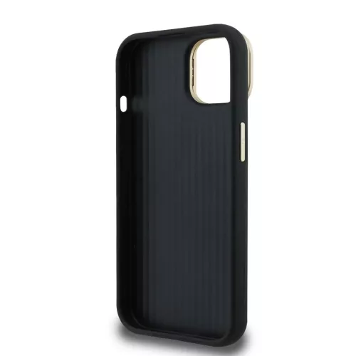 Guess PU Grained 4G Logo Stand Camera Frame tok iPhone 15 készülékhez fekete