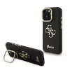 Guess PU texturált 4G Logo állványos kamerakeretes tok iPhone 15 Pro készülékhez fekete