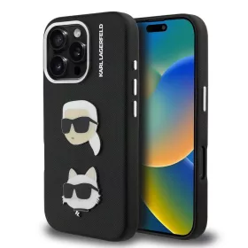   Karl Lagerfeld Grained PU K&CH Heads tok iPhone 16 Pro készülékhez fekete