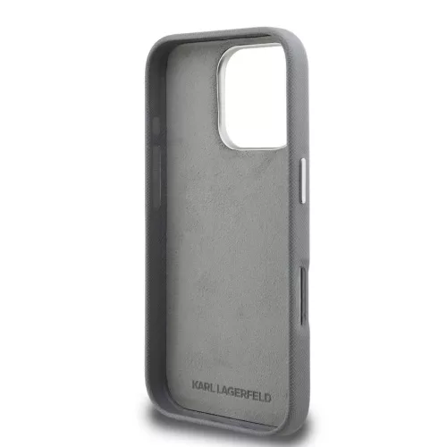 Karl Lagerfeld Grained PU K&CH Heads tok iPhone 16 Pro Max készülékhez szürke
