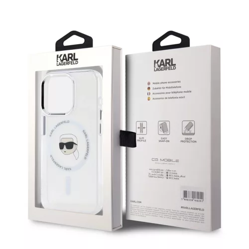 Karl Lagerfeld IML Karl Head Metal Frame MagSafe tok iPhone 15 Pro Max készülékhez átlátszó