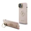 Guess PU Grained 4G Logo állványos kamerakeretes tok iPhone 15 készülékhez rózsaszín