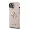 Guess PU Grained 4G Logo állványos kamerakeretes tok iPhone 15 készülékhez rózsaszín