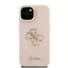 Guess PU Grained 4G Logo állványos kamerakeretes tok iPhone 15 készülékhez rózsaszín