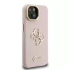 Guess PU Grained 4G Logo állványos kamerakeretes tok iPhone 15 készülékhez rózsaszín