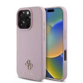   Guess PU bőrhatású 4G kis fém logóval MagSafe tok iPhone 16 Pro Max készülékhez rózsaszín