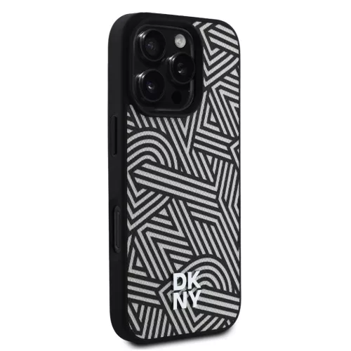 DKNY PU Leather Crosswalk Pattern Magsafe tok iPhone 16 Pro Max készülékhez elefántcsont
