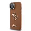Guess PU domborzott 4G Logo álló kamerakeretes tok iPhone 15 készülékhez barna