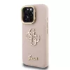 Guess PU Grained 4G Logo Stand Camera Frame tok iPhone 15 Pro készülékhez rózsaszín