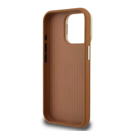 Guess PU Grained 4G Logo Stand Camera Frame tok az iPhone 15 Pro Max készülékhez barna