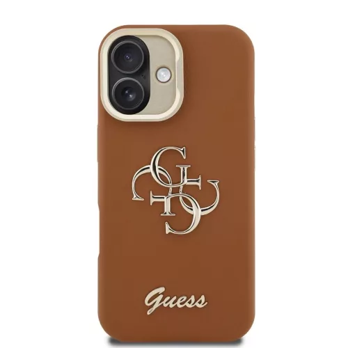 Guess PU Grained 4G Logo Stand Camera Frame tok iPhone 16 készülékhez barna
