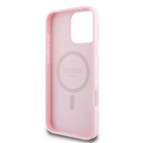 Guess PU Grained Classic Logo MagSafe tok iPhone 16 Pro készülékhez rózsaszín