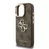 Guess PU 4G Metal Logo Stand Camera Frame tok iPhone 15 Pro készülékhez barna