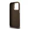 Guess PU 4G Metal Logo Stand Camera Frame tok iPhone 15 Pro készülékhez barna