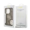 Guess PU 4G Metal Logo Stand Camera Frame tok iPhone 15 Pro készülékhez barna