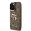 Guess PU 4G Metal Logo Stand Camera Frame tok iPhone 15 Pro Max készülékhez barna