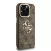 Guess PU 4G Metal Logo Stand Camera Frame tok iPhone 15 Pro Max készülékhez barna