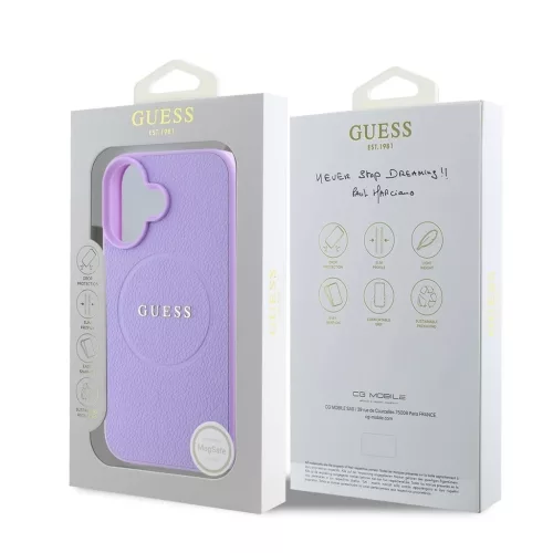 Guess PU Grained Classic Logo MagSafe tok iPhone 16 készülékhez lila